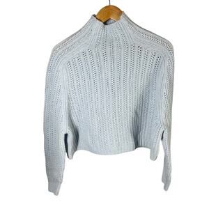 Madewell Pointelle Stitch Mockneck Merino Wool Sweater Size XXS Blue